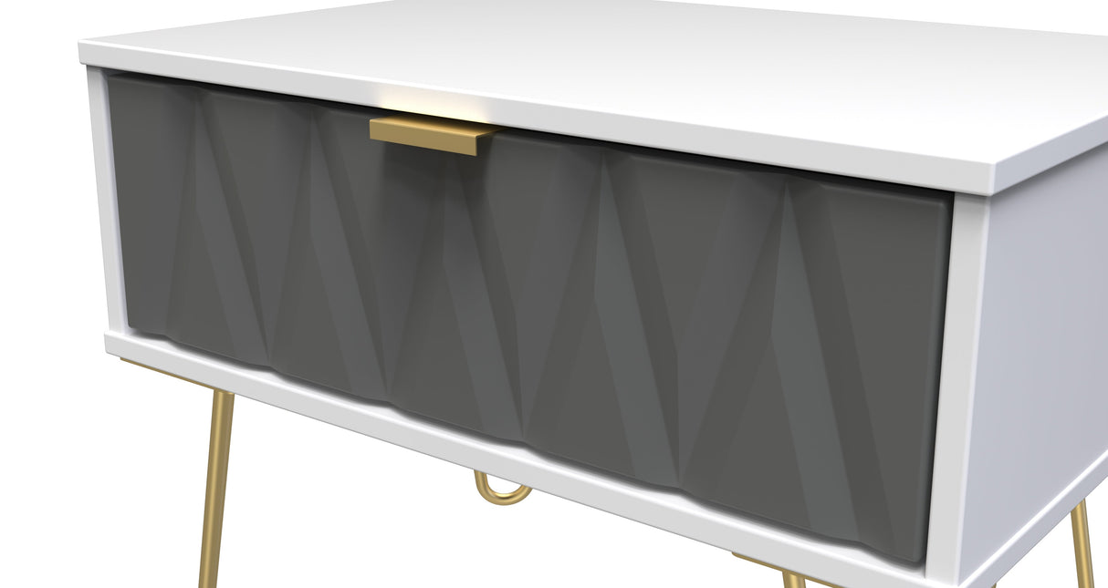 Diamond 1 Drawer Midi Chest with Gold Hairpin Legs - Welcome Furniture