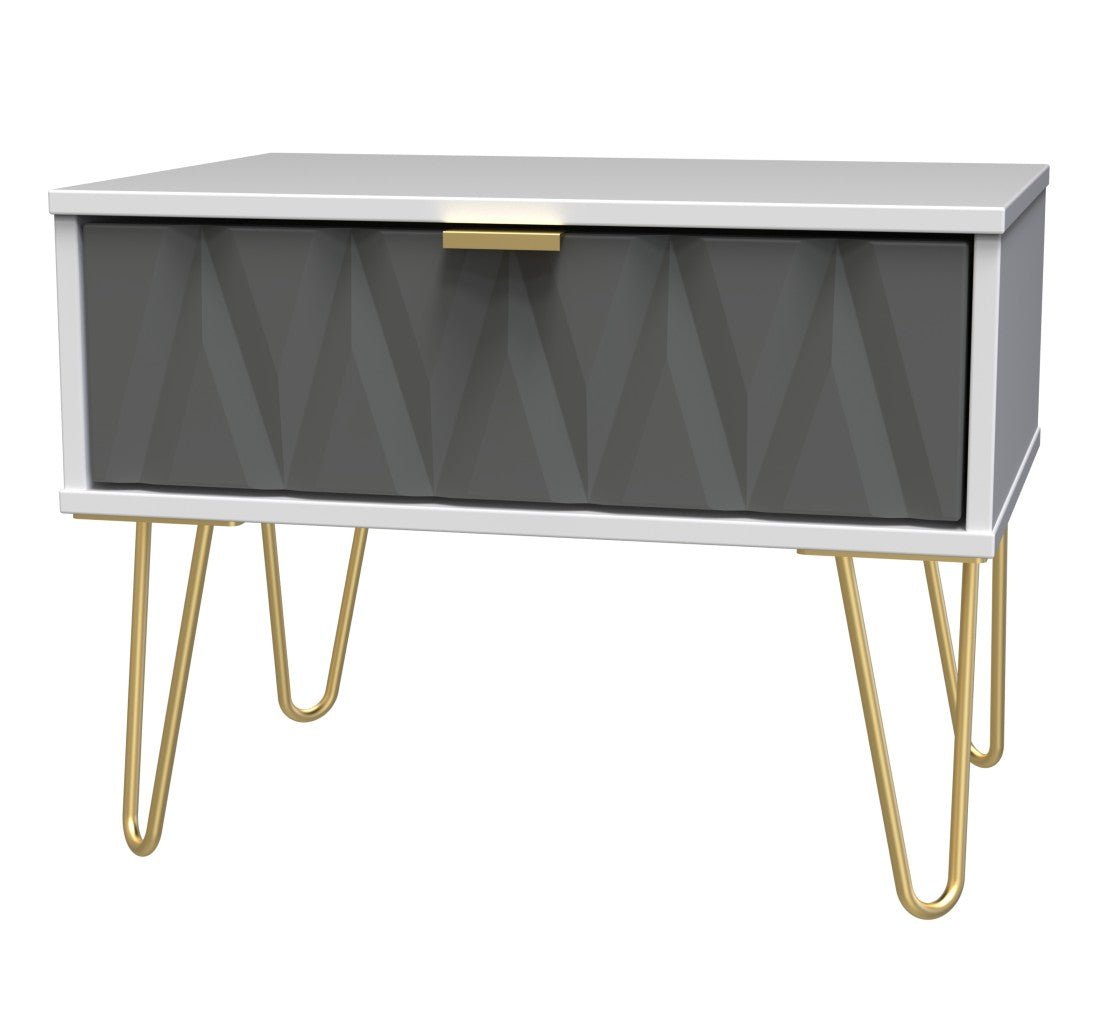 Diamond 1 Drawer Midi Chest with Gold Hairpin Legs - Welcome Furniture