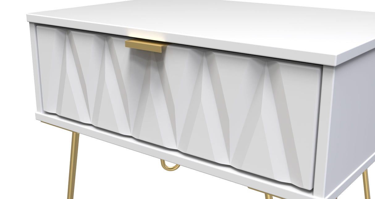 Diamond 1 Drawer Midi Chest with Gold Hairpin Legs - Welcome Furniture