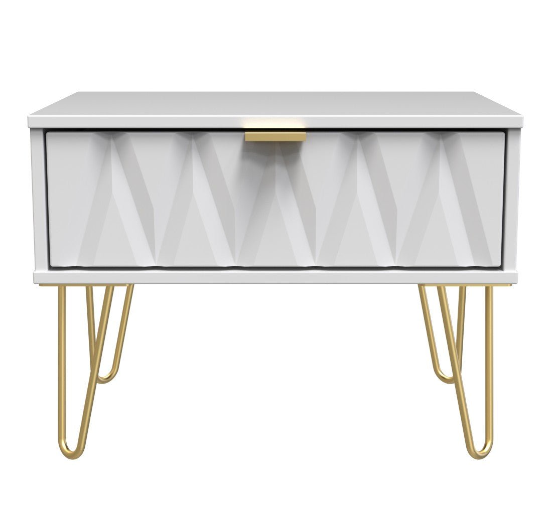 Diamond 1 Drawer Midi Chest with Gold Hairpin Legs - Welcome Furniture