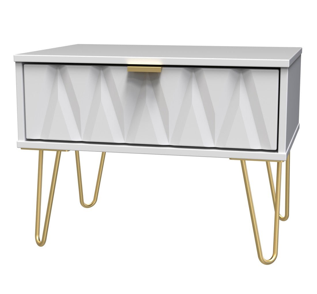 Diamond 1 Drawer Midi Chest with Gold Hairpin Legs - Welcome Furniture