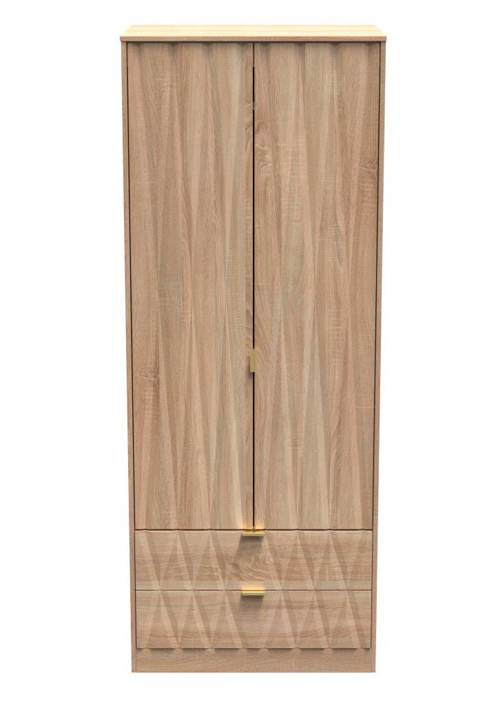 Diamond 2 Door 2 Drawer Wardrobe - Welcome Furniture