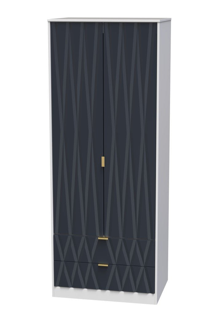 Diamond 2 Door 2 Drawer Wardrobe - Welcome Furniture