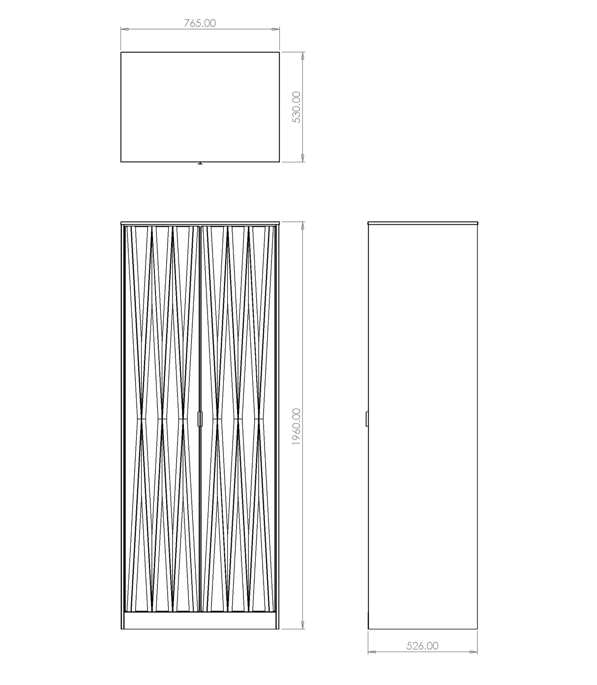 Diamond 2 Door Wardrobe - Welcome Furniture