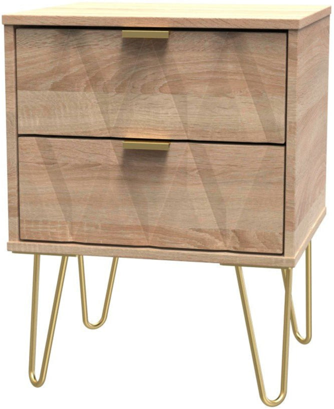 Diamond 2 Drawer Bedside Cabinet with Hairpin Legs - Welcome Furniture