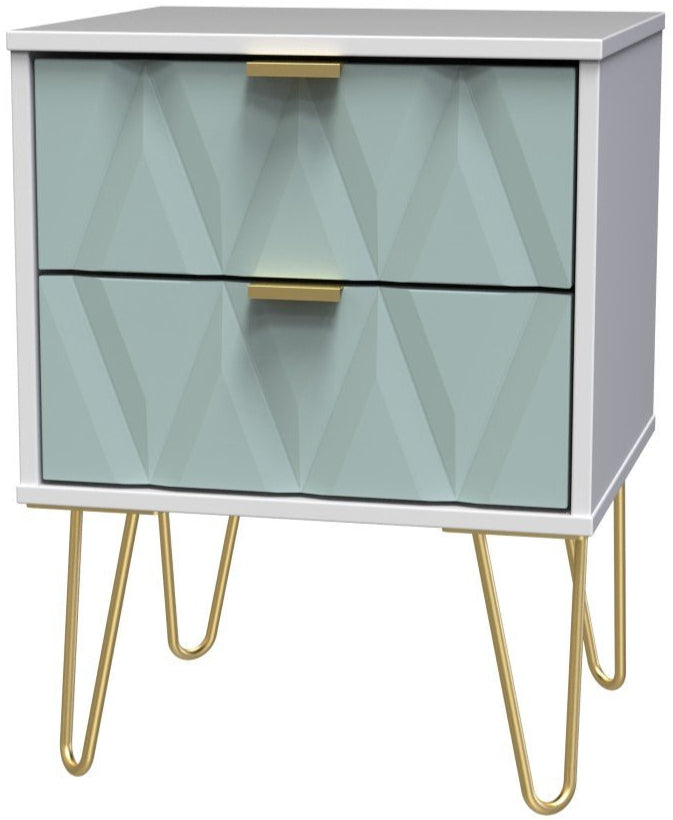 Diamond 2 Drawer Bedside Cabinet with Hairpin Legs - Welcome Furniture