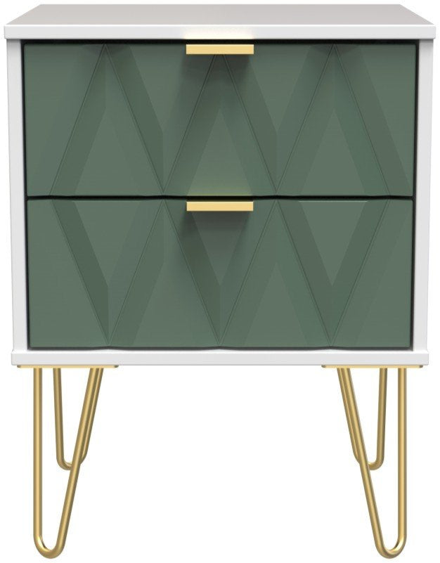 Diamond 2 Drawer Bedside Cabinet with Hairpin Legs - Welcome Furniture