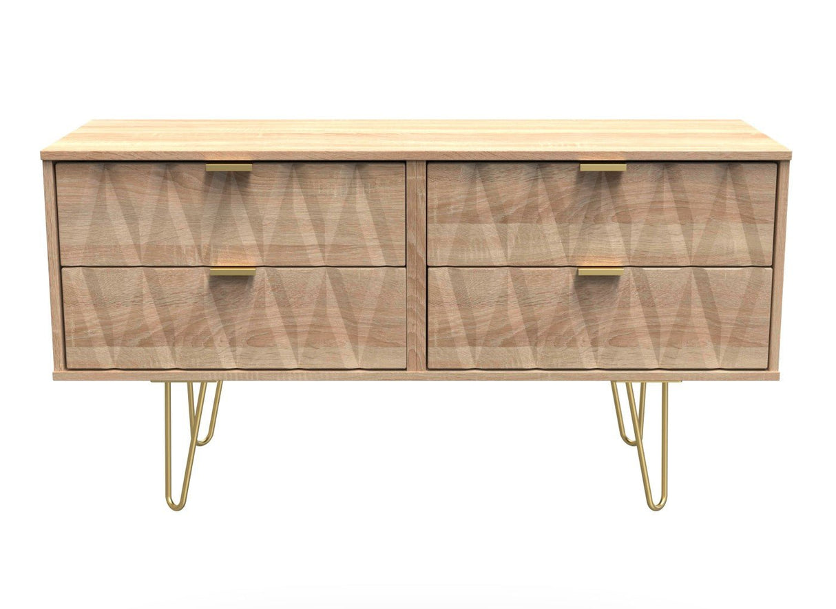 Diamond 4 Drawer Bed Box with Gold Hairpin Legs - Welcome Furniture
