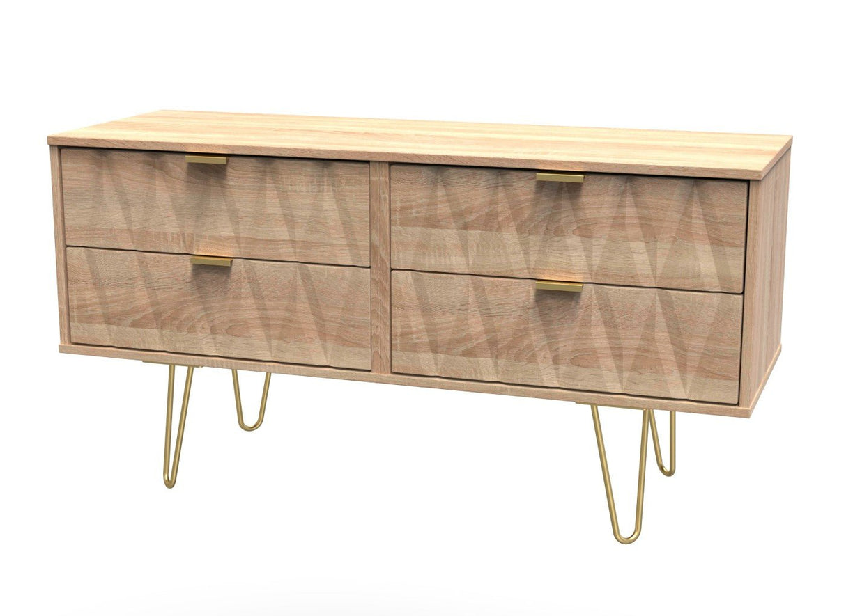 Diamond 4 Drawer Bed Box with Gold Hairpin Legs - Welcome Furniture