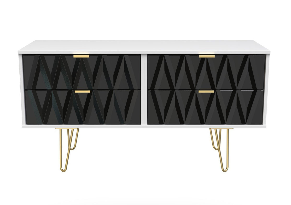 Diamond 4 Drawer Bed Box with Gold Hairpin Legs - Welcome Furniture