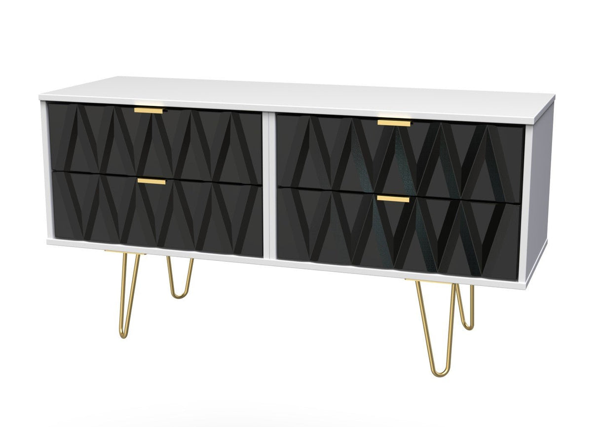 Diamond 4 Drawer Bed Box with Gold Hairpin Legs - Welcome Furniture