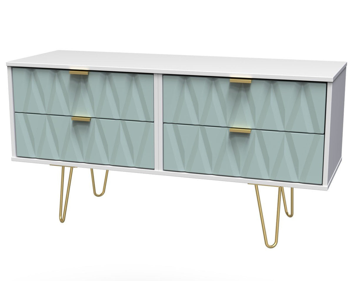 Diamond 4 Drawer Bed Box with Gold Hairpin Legs - Welcome Furniture