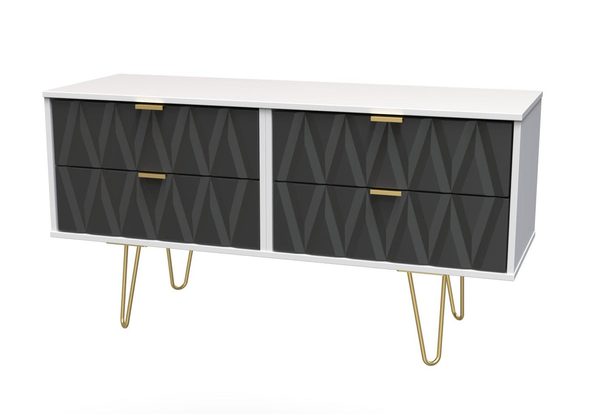 Diamond 4 Drawer Bed Box with Gold Hairpin Legs - Welcome Furniture