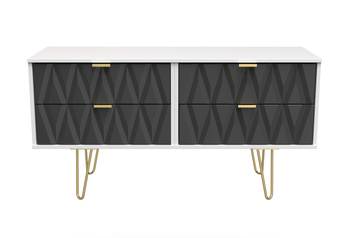 Diamond 4 Drawer Bed Box with Gold Hairpin Legs - Welcome Furniture