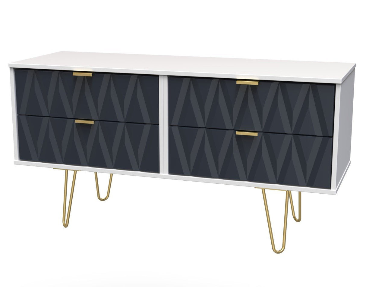 Diamond 4 Drawer Bed Box with Gold Hairpin Legs - Welcome Furniture
