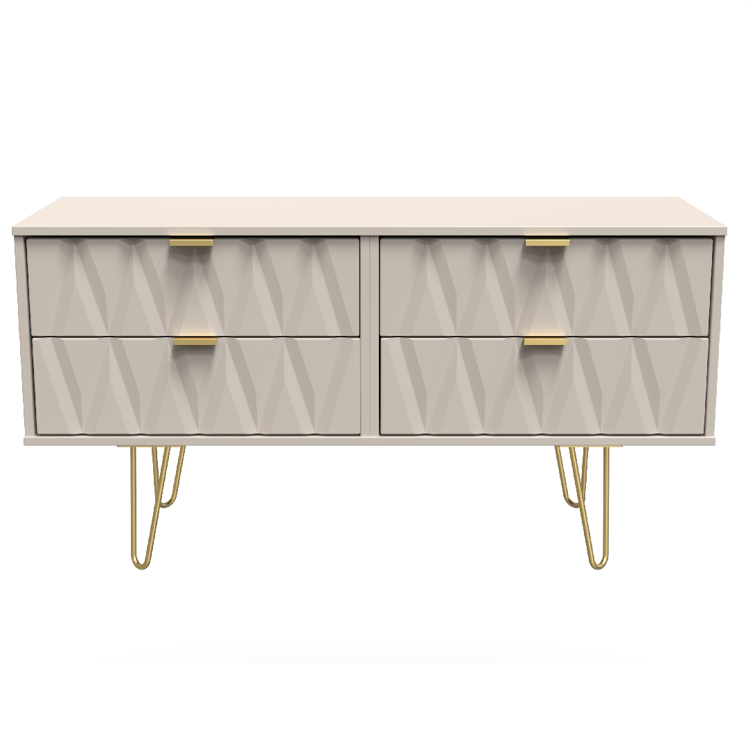 Diamond 4 Drawer Bed Box with Gold Hairpin Legs - Welcome Furniture