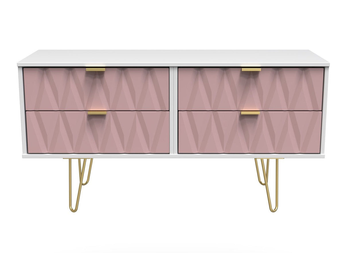 Diamond 4 Drawer Bed Box with Gold Hairpin Legs - Welcome Furniture