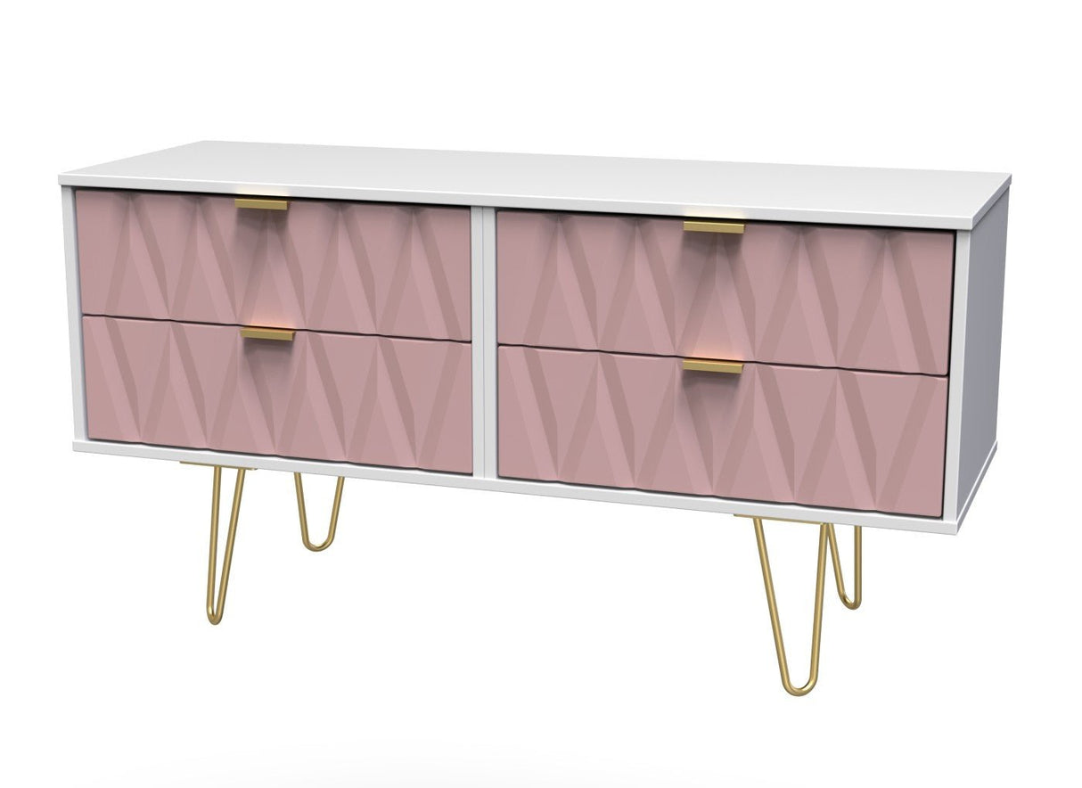 Diamond 4 Drawer Bed Box with Gold Hairpin Legs - Welcome Furniture
