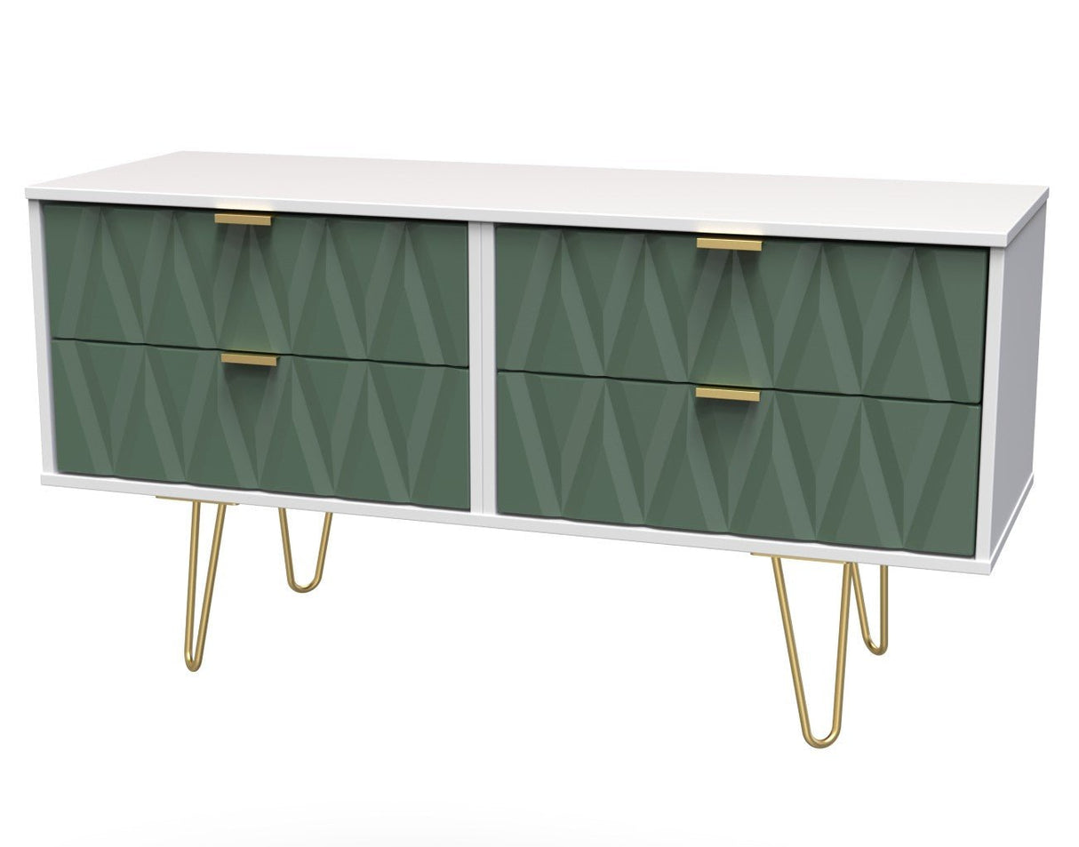 Diamond 4 Drawer Bed Box with Gold Hairpin Legs - Welcome Furniture