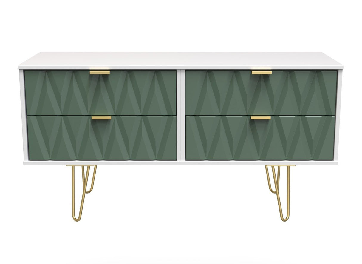 Diamond 4 Drawer Bed Box with Gold Hairpin Legs - Welcome Furniture