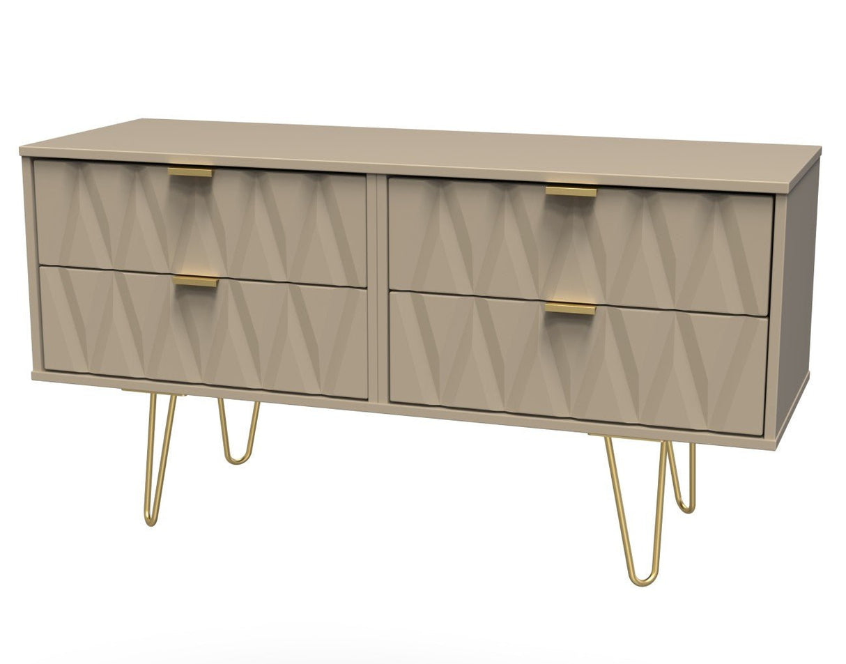 Diamond 4 Drawer Bed Box with Gold Hairpin Legs - Welcome Furniture
