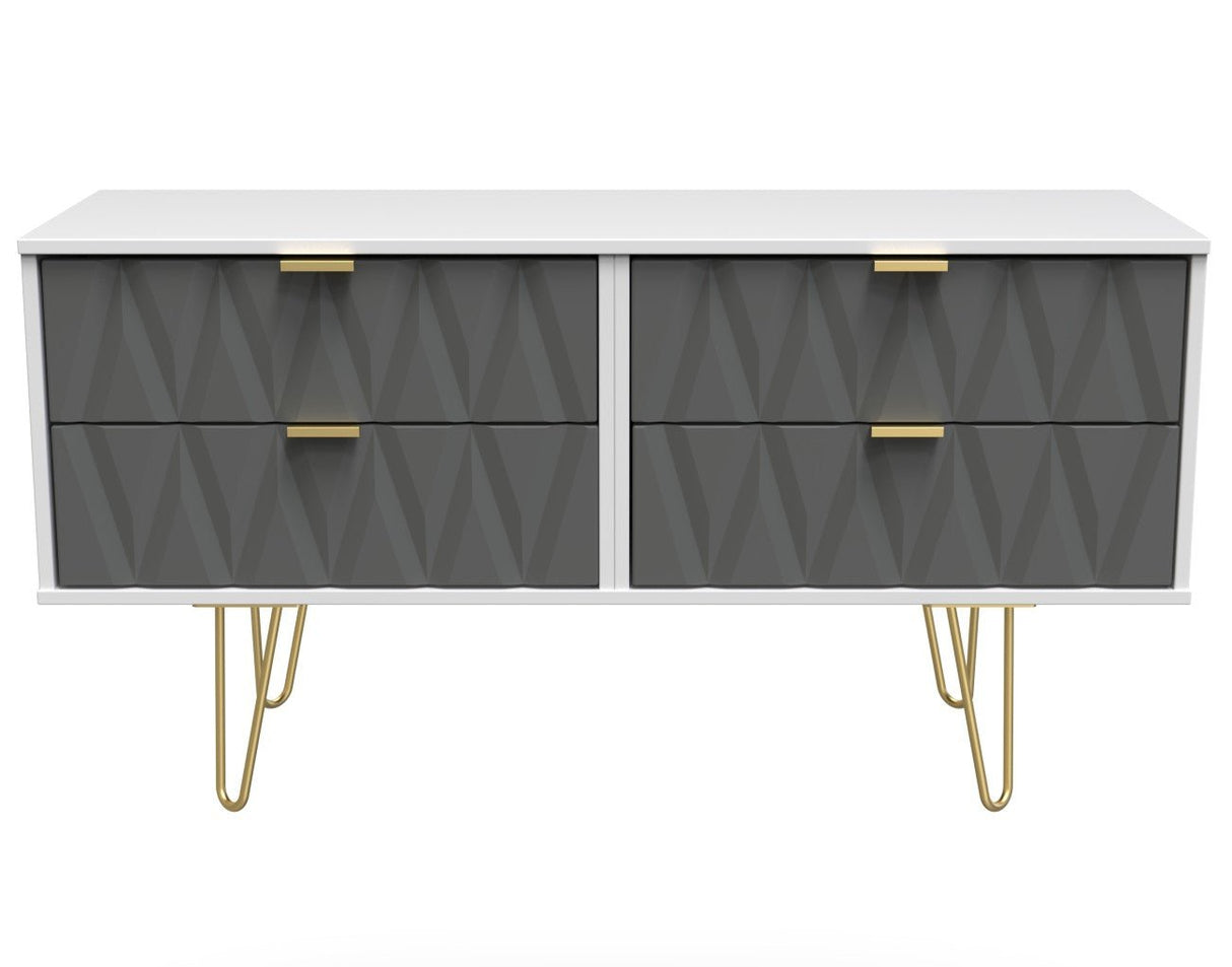 Diamond 4 Drawer Bed Box with Gold Hairpin Legs - Welcome Furniture