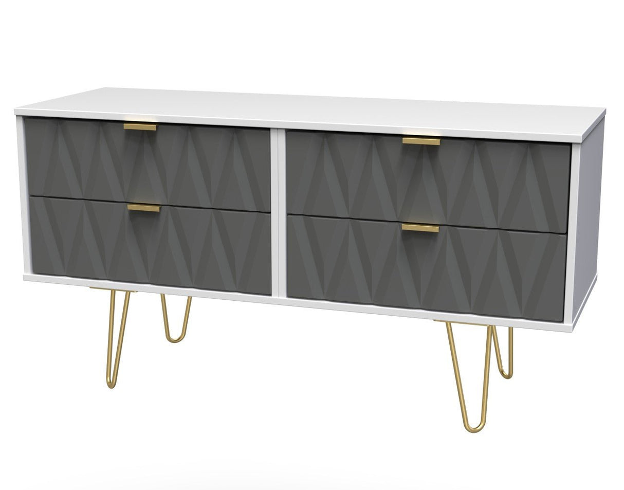 Diamond 4 Drawer Bed Box with Gold Hairpin Legs - Welcome Furniture
