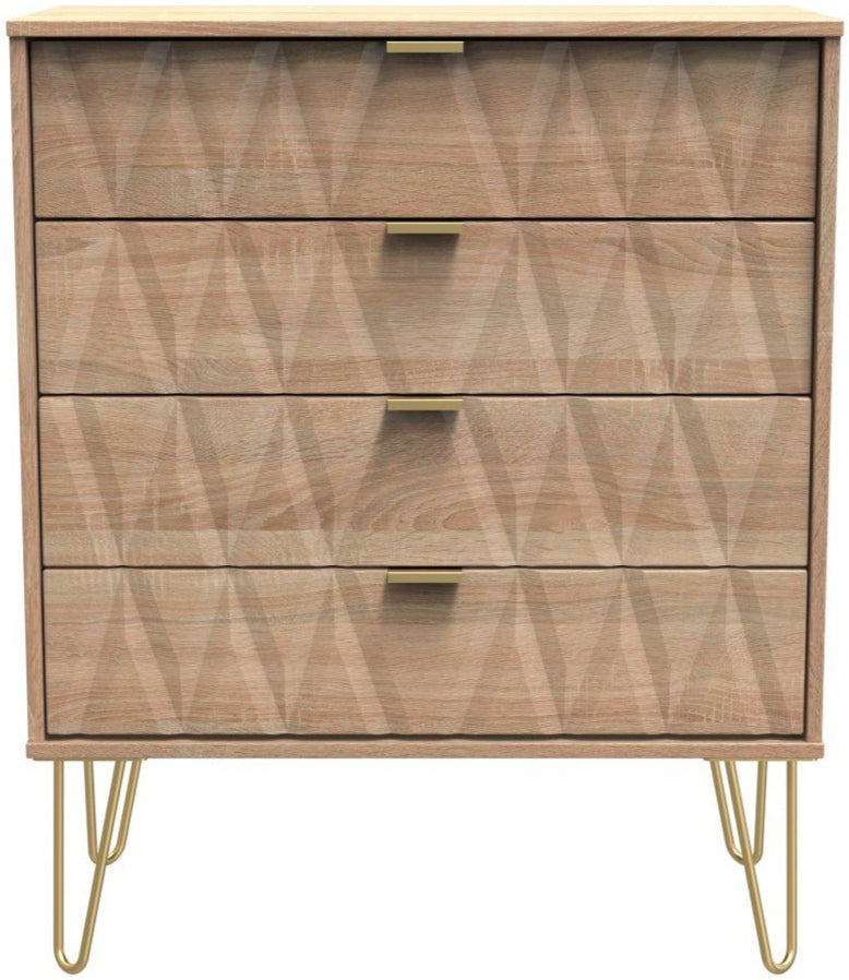 Diamond 4 Drawer Chest with Gold Hairpin Legs - Welcome Furniture