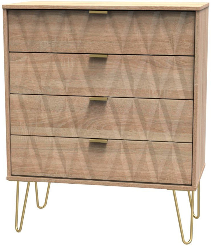 Diamond 4 Drawer Chest with Gold Hairpin Legs - Welcome Furniture
