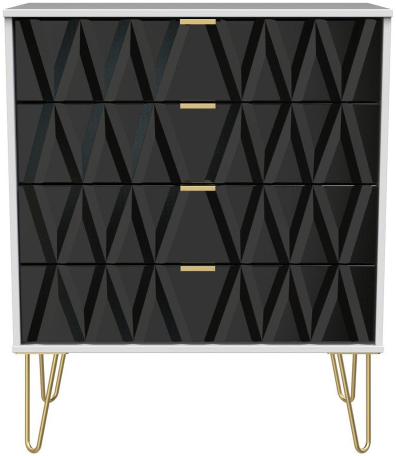 Diamond 4 Drawer Chest with Gold Hairpin Legs - Welcome Furniture