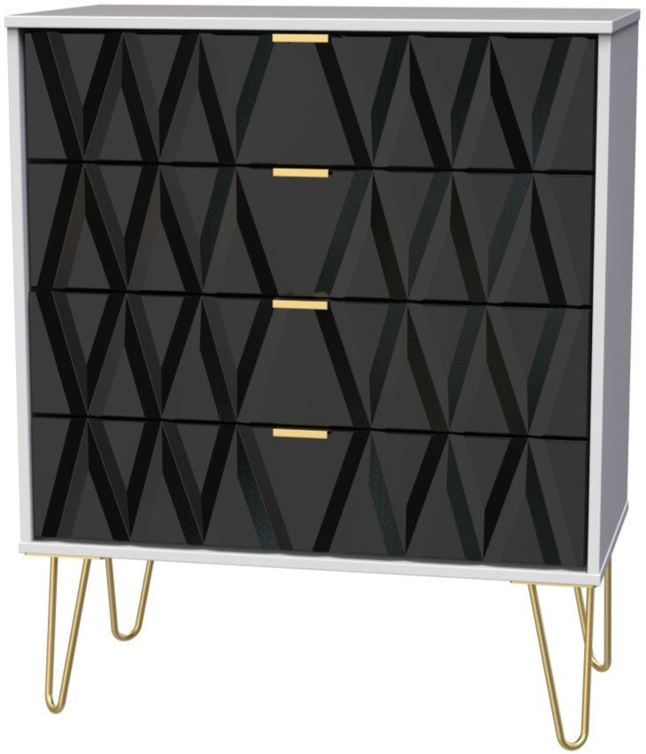 Diamond 4 Drawer Chest with Gold Hairpin Legs - Welcome Furniture