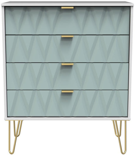 Diamond 4 Drawer Chest with Gold Hairpin Legs - Welcome Furniture
