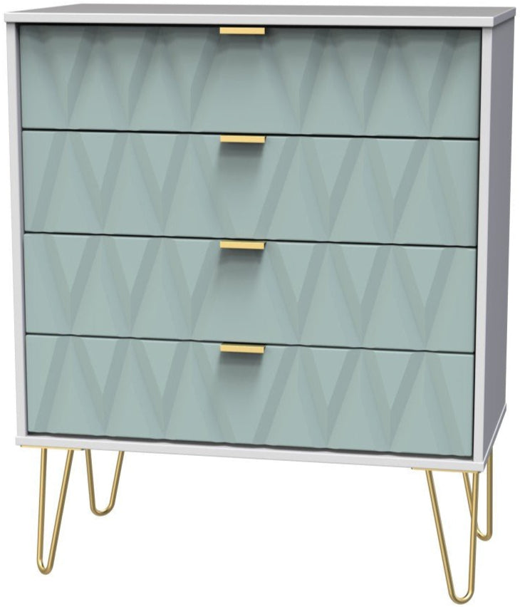 Diamond 4 Drawer Chest with Gold Hairpin Legs - Welcome Furniture