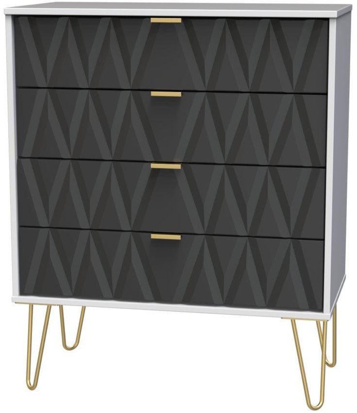 Diamond 4 Drawer Chest with Gold Hairpin Legs - Welcome Furniture