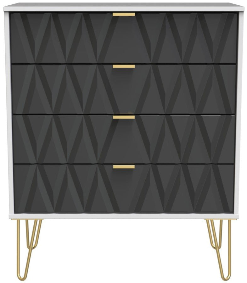 Diamond 4 Drawer Chest with Gold Hairpin Legs - Welcome Furniture