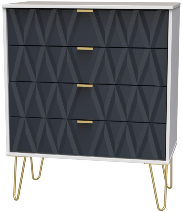 Diamond 4 Drawer Chest with Gold Hairpin Legs - Welcome Furniture