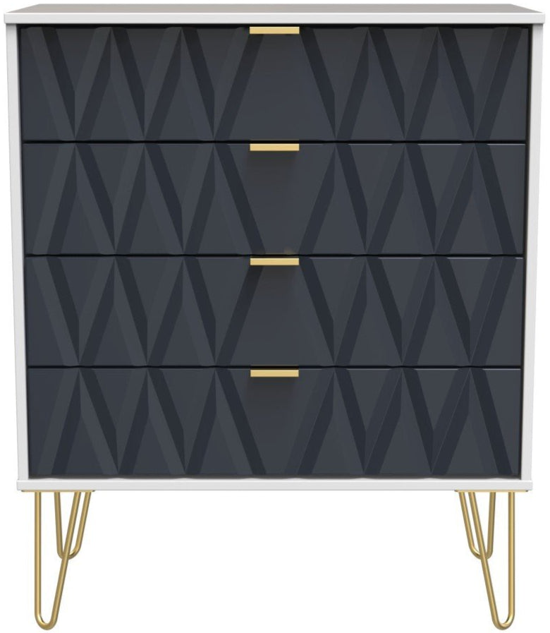 Diamond 4 Drawer Chest with Gold Hairpin Legs - Welcome Furniture