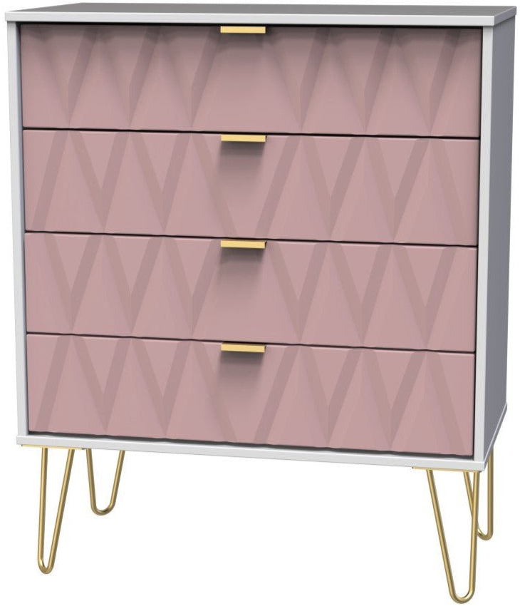 Diamond 4 Drawer Chest with Gold Hairpin Legs - Welcome Furniture
