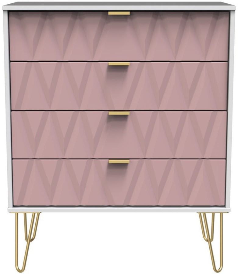 Diamond 4 Drawer Chest with Gold Hairpin Legs - Welcome Furniture