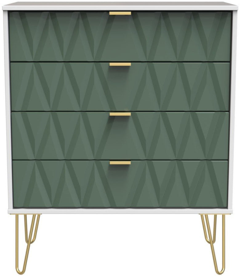 Diamond 4 Drawer Chest with Gold Hairpin Legs - Welcome Furniture
