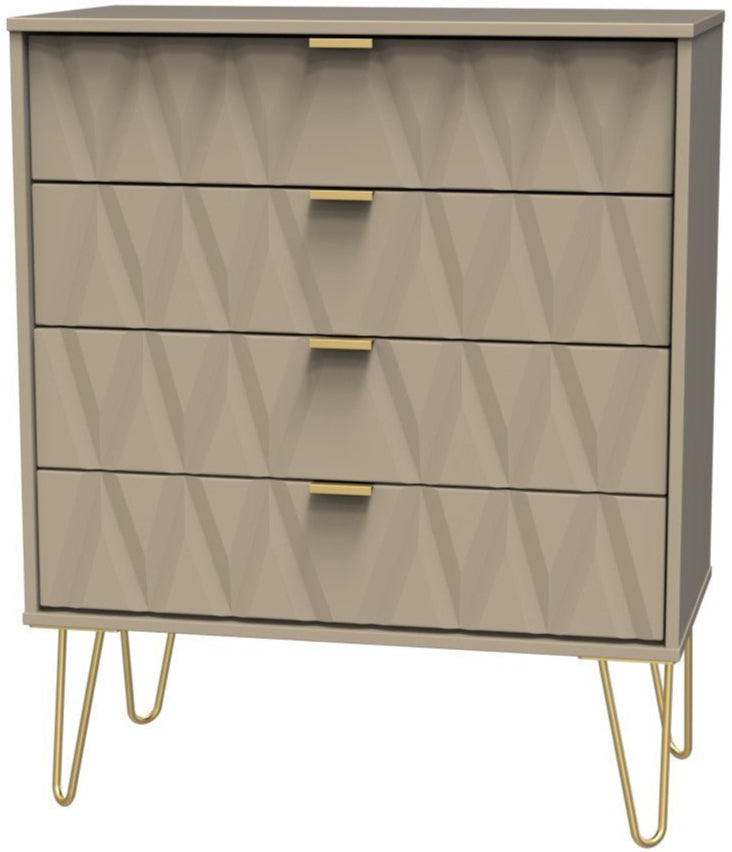 Diamond 4 Drawer Chest with Gold Hairpin Legs - Welcome Furniture