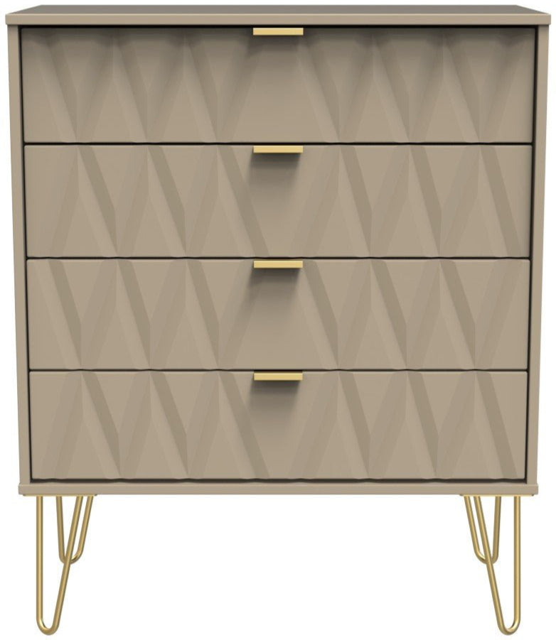 Diamond 4 Drawer Chest with Gold Hairpin Legs - Welcome Furniture