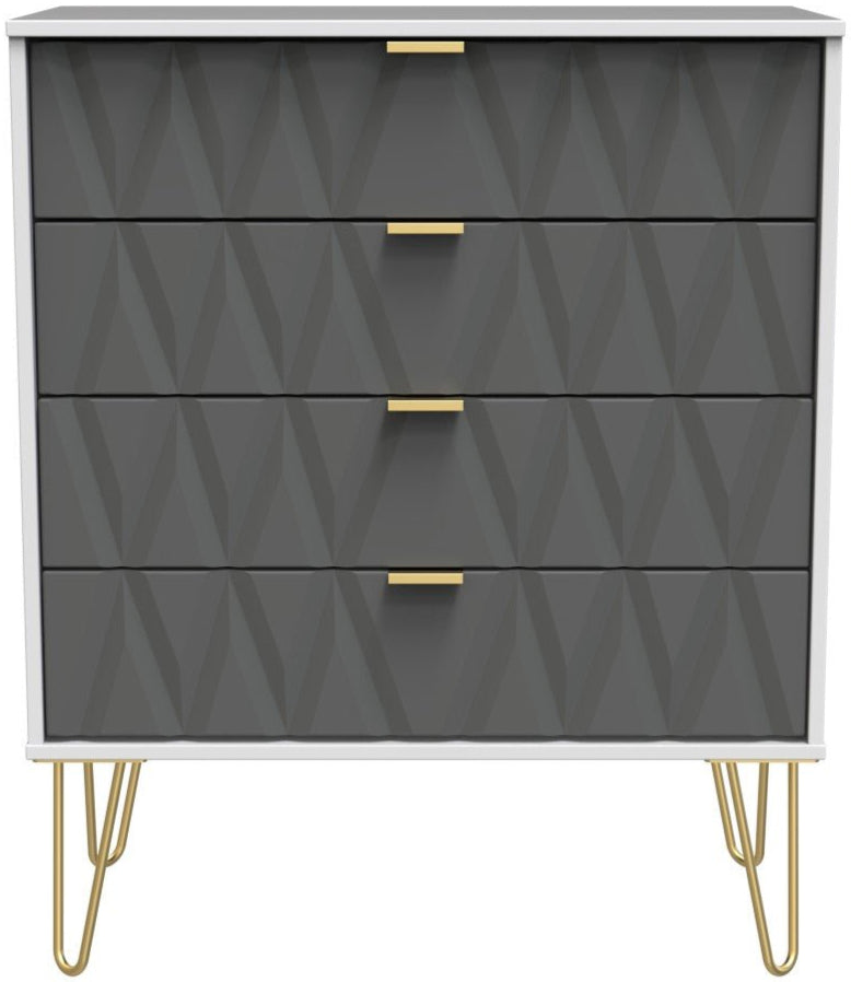 Diamond 4 Drawer Chest with Gold Hairpin Legs - Welcome Furniture