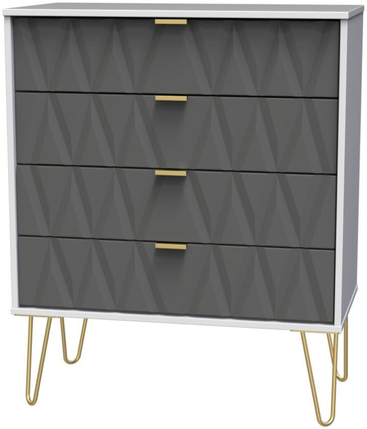 Diamond 4 Drawer Chest with Gold Hairpin Legs - Welcome Furniture