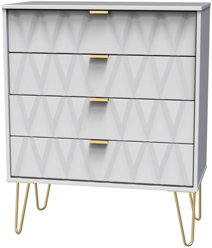 Diamond 4 Drawer Chest with Gold Hairpin Legs - Welcome Furniture