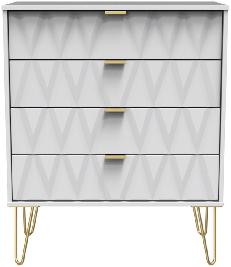 Diamond 4 Drawer Chest with Gold Hairpin Legs - Welcome Furniture