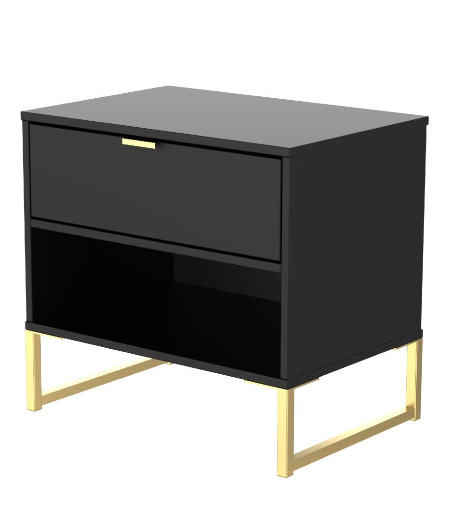 Diego 1 Drawer Bedside with Gold Frame - Welcome Furniture