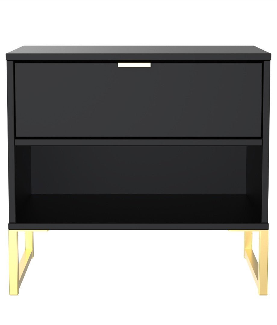 Diego 1 Drawer Bedside with Gold Frame - Welcome Furniture