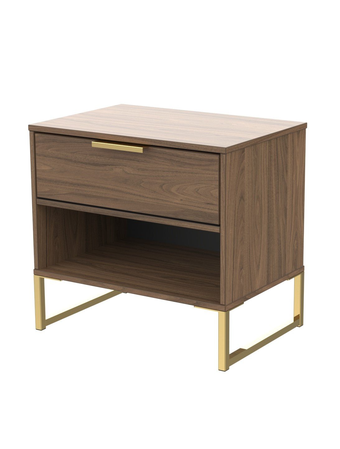 Diego 1 Drawer Bedside with Gold Frame - Welcome Furniture