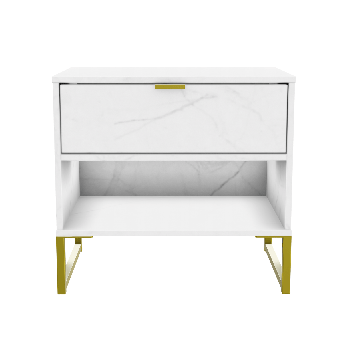 Diego 1 Drawer Bedside with Gold Frame - Welcome Furniture